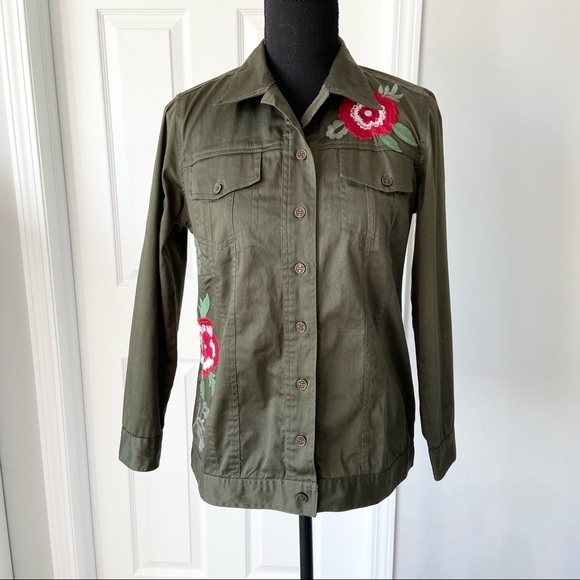 Almatrichi Jackets & Blazers - Almatrichi Spain Floral  Embroidery Utility Army Jacket